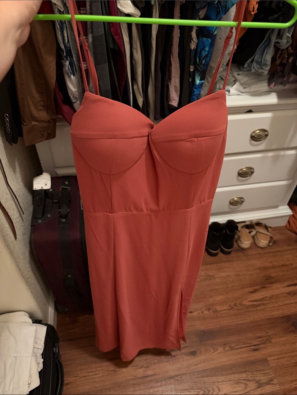 Mossimo Supply Co. Rust-Orange Midi Slip Dress with Spaghetti Straps
